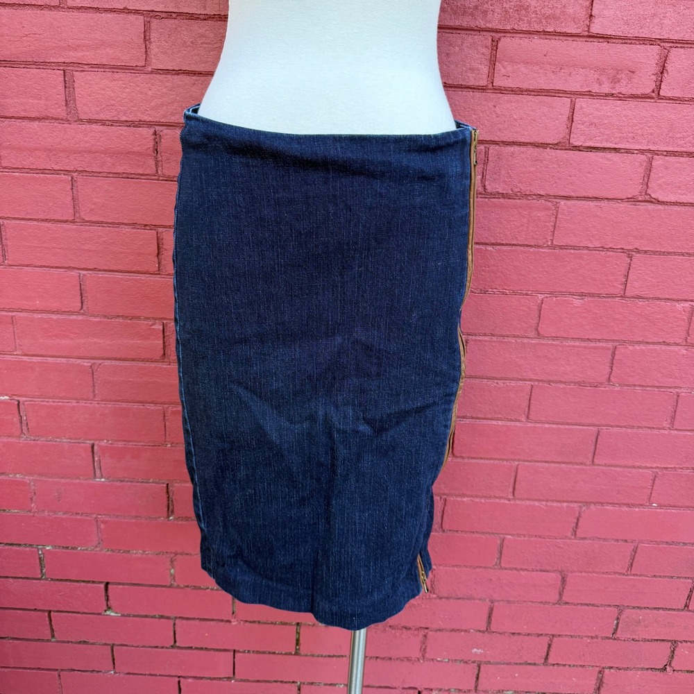 Lauren Ralph Lauren Womens Denim Pencil Skirt Zip Front Size 4 Dark Wash